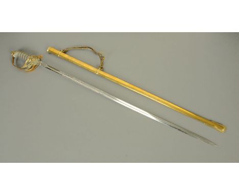An 1822 Pattern Field Officer's sword, with brass scabbard and shagreen grip.     CONDITION REPORT:  The scabbard is in gener