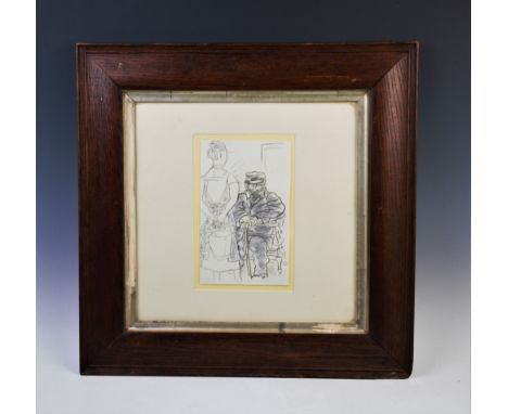 After Ceri Richards (1903-1971),  Lithograph on paper,  Dylan Thomas's characters Polly Garter and Captain Cat from Under Mil
