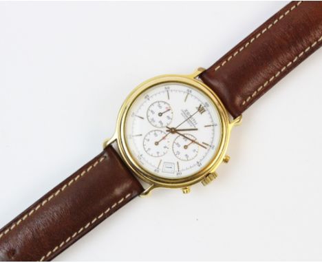 A Zenith automatic chronograph, circular white dial with gold toned markers and hands, three subsidiary dials and date apertu