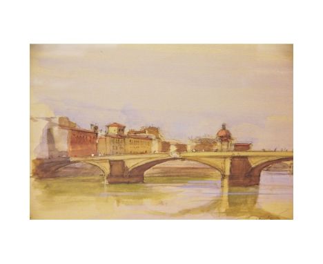 Italian School, 20th century, Watercolour and pencil sketch, The Ponte alla Carraia Bridge, Florence,Signed indistinctly, 34c
