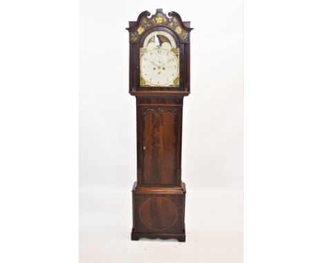 A George IV mahogany cased long case eight day clock, signed Adams, Middlewich (probably John Adams circa 1820), the twin swa