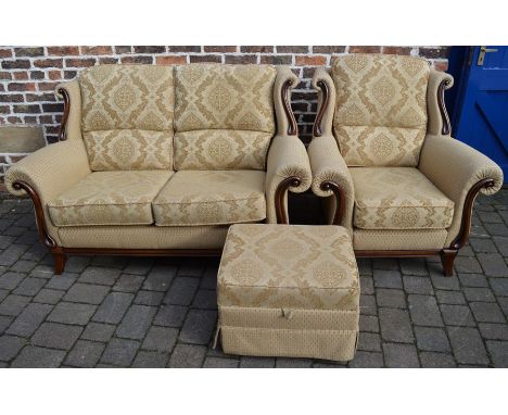 Wade Verona 2 seater sofa, wing chair &amp; lift top skirted foot stool