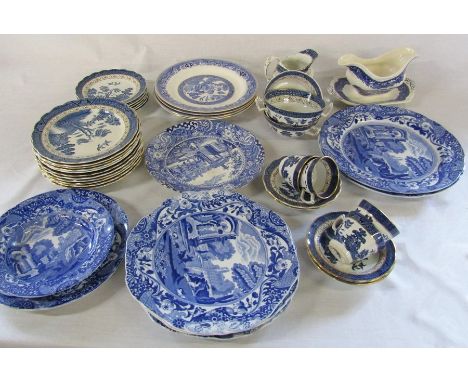 Various blue and white ceramics inc Spode and Booths