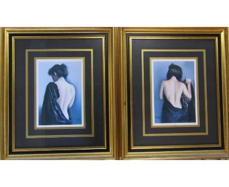 Pair of limited edition prints 'Portrait of Carla I &amp; II' by Domingo signed and numbered in pencil 663/850 70 cm x 82 cm 