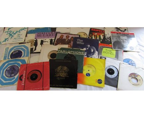 Selection of 45 rpm singles inc The Who, The Rolling Stones, Queen and Kraftwerk