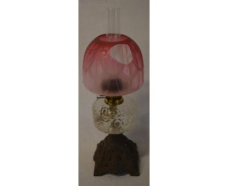Victorian paraffin lamp with hole in shade
