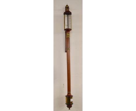 Reproduction stick barometer in a mahogany &amp; brass case