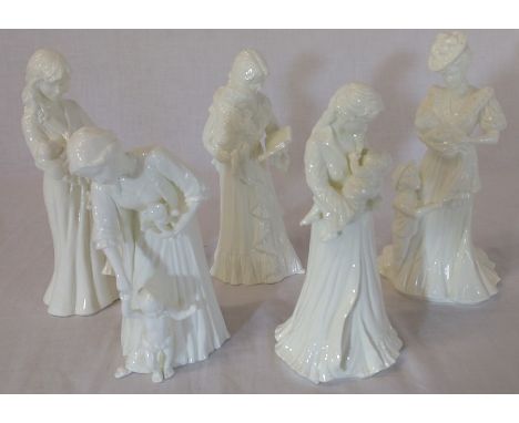 5 Royal Worcester figures The Christening, New Arrival, First Steps, Once Upon A Time and Sweet Dreams