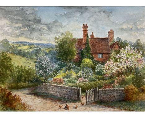 Charles Henry Clifford Baldwyn (British 1859-1943): Country Cottage with Chickens, watercolour signed 25cm x 35cmNotes: Baldw