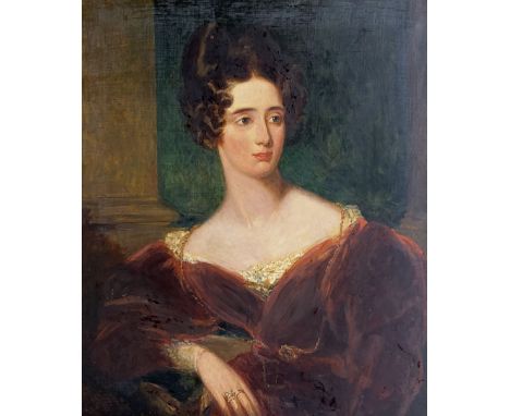 After Frederick Richard Saye (Say) (British 1805-1860): Portrait of 'Mary Wife of Charles 1st Viscount Halifax Seated Three Q