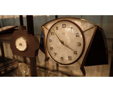 Metamec mantel clock and slate thermometer 