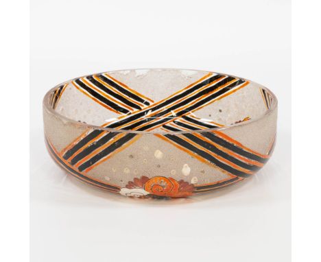 Adrien MAZOYER (1887-1950) A with enamel hand-painted bowl. Marked. (7 x 21 cm)