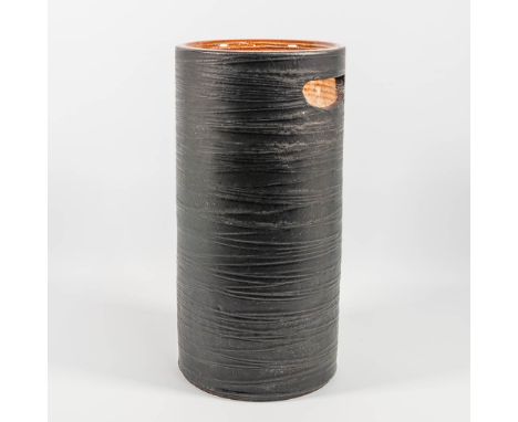 Rogier VANDEWEGHE (1923 - 2020), an Amphora ceramic umbrella stand made of black glazed ceramics, marked on the base. (41 x 2