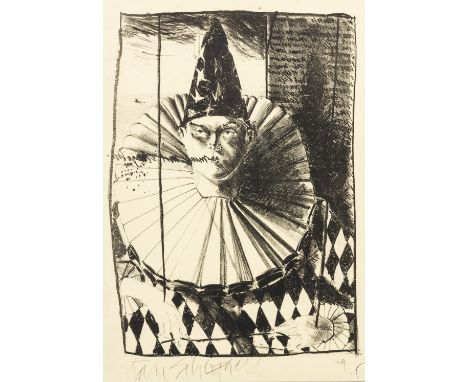 Koen SCHERPEREEL (1961-1997) Clown lithograph, framed. Epreuve Artiste. (31 x 45 cm)
