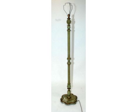 A painted standard lamp with gilt fluting.
