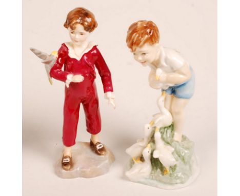 Two Royal Worcester Freda Doughty models of The Parakeet 3067 and Young Farmer 3433. Black marks. 