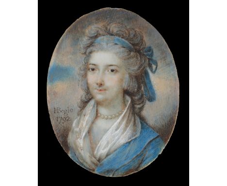 John Bogle, an oval miniature on ivory within a gilt brass frame, of Isobella Carr, the Countess of Erroll from 1742-1808.  S