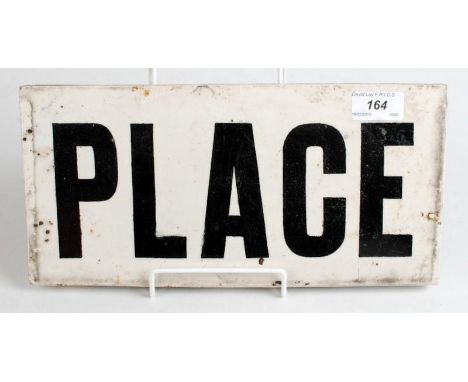 A ceramic place name 'PLACE'. Condition Report: 30 x 17 x 2cm - it is part of an old street name sign