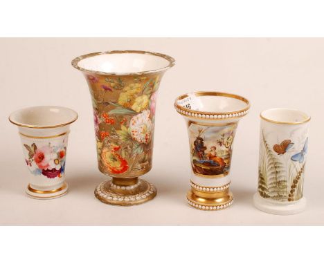 Four Spode early 19th century spill vases. Damage.