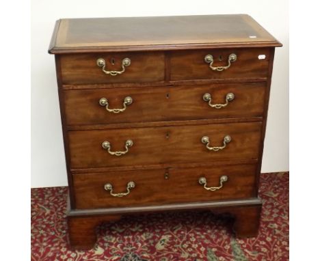 A George III mahogany chest of two short and three long drawers on bracket feet, width 80cm.