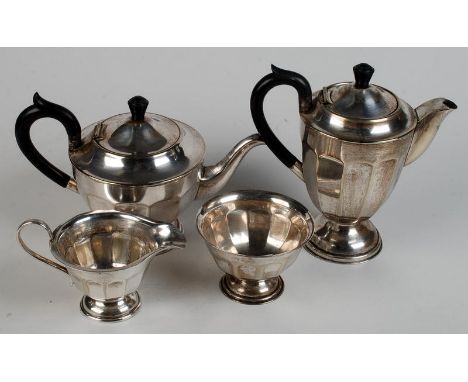 A silver plated four piece tea service.