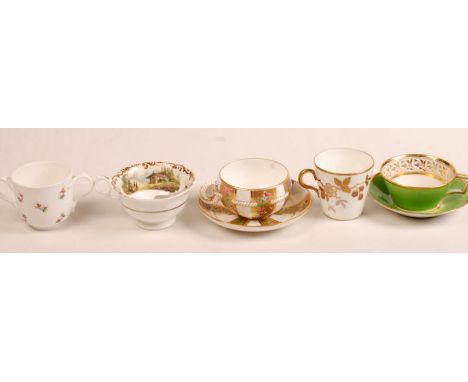 A collection of 19th century cups and saucers.