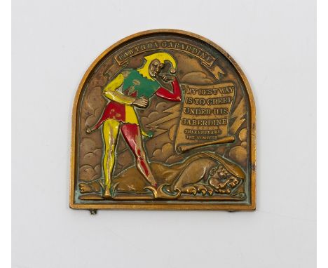 An Art Deco bronze advertising plaque for Cawthra Gabardine, polychrome detailing, 7.5 by 7.5cm