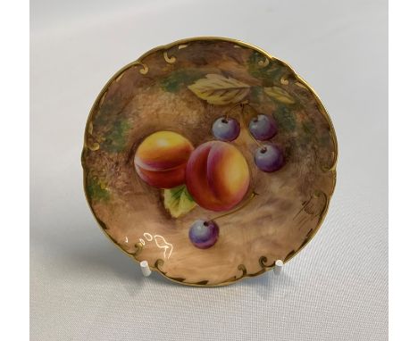 A Royal Worcester Pin Dish, Painted with fruit Signed by Roberts.Date: code 1959  Back markSize: 11cm diameterCondition: Hair
