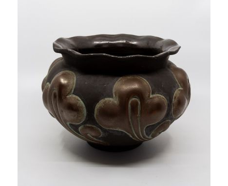 A Bretby art pottery bronzed Art Nouveau jardiniere, No. 936 H. 18 cm tall.Condition: In good overall condition bar light wea