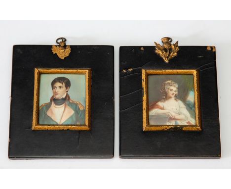 A pair of portrait miniatures on ivory, early 20th Century, Napoleon Bonaparte and Josephine, the former indistinctly signed 