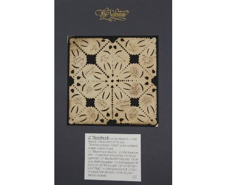 Valentine. Two Georgian handmade cut-out Valentines, c.1790, manuscript romantic verse, one signed 'by Charles Smith' (2)