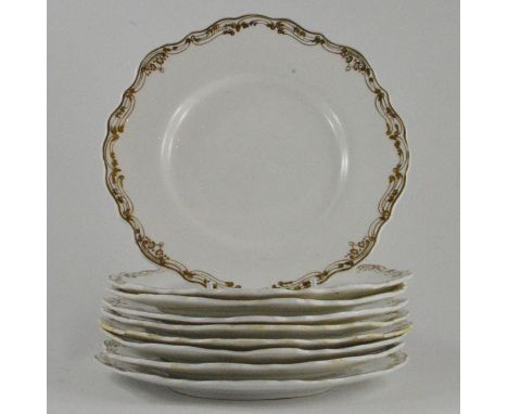 A group of early nineteenth century Copeland & Garrett, Late Spode felspar porcelain dessert plates with moulded and gilded r