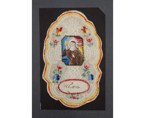 Valentine. Two 18th-century Devotional Valentines, elaborate cut-paper designs with watercolour illustrations and manuscript 