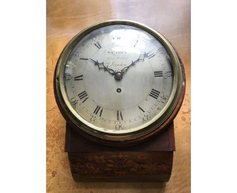 Starey, Royal Exchange, London, a 19th Century 8-day drop dial wall clock, silvered circular dial with Roman numerals and Ara