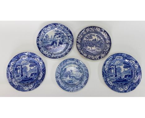 A collection of early nineteenth century blue and white transfer printed wares, circa 1815-30. Comprising of: A Davenport Vil