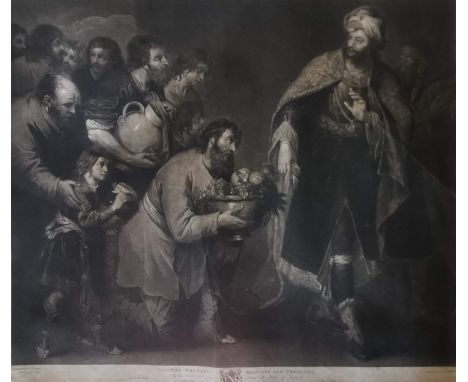 Collection of four 18th-century mezzotints on heavy laid paper, a series of biblical scenes after Guercino, engraved by Rober