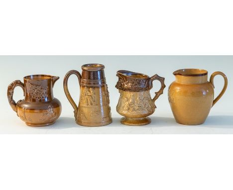 Two late nineteenth Royal Doulton, Lambeth stoneware pieces along with two further stoneware items, circa 1895. Included are: