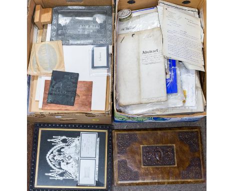 Collection of documents and ephemera relating to Staffordshire. Deeds/indentures, predominantly 19th century, some earlier (n