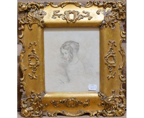 British School, circa 1830, portrait of a young lady, half length, pencil, 19 by 16.5cm, gilt frame&nbsp;