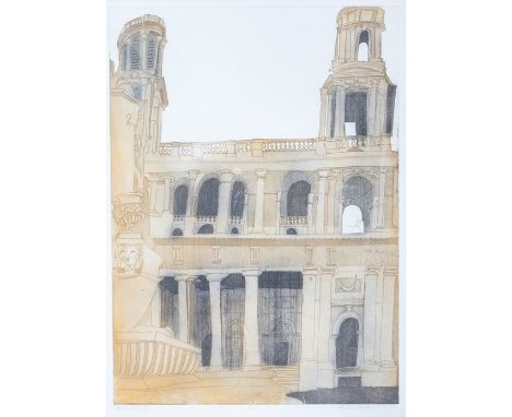Alison Neville (British, 1945), St Sulpice I, signed l.r., titled and No.9/100 below, colour print, 75 by 55cm, framed 