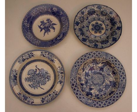 A group of early nineteenth century blue and white transfer printed wares, circa 1820-50. To include: A Copeland Camilla patt