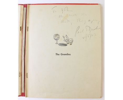 Dahl, Roald. The Gremlins, New York: Random House, 1943. Dahl's scarce first book. Presentation copy to W.C. John Alexander, 