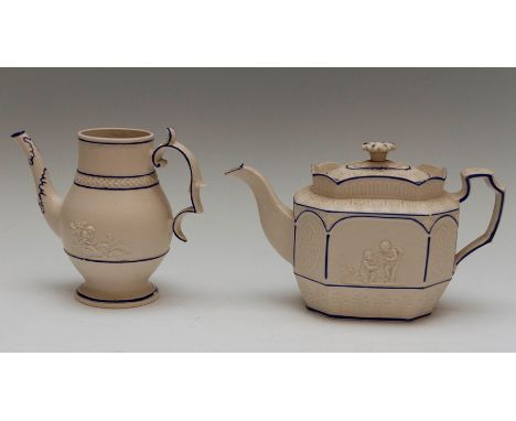 A group of early nineteenth century wares, circa 1810-30. To include a feldspathic stoneware Castleford-type teapot and simil