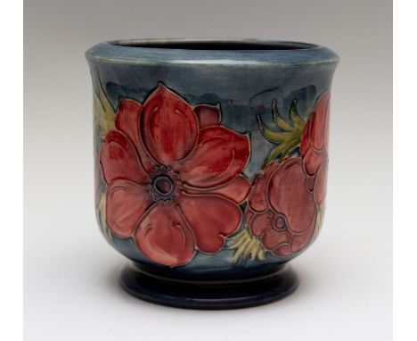 A Moorcroft anemone planter, impressed mark and green W.M initials, height 17cm