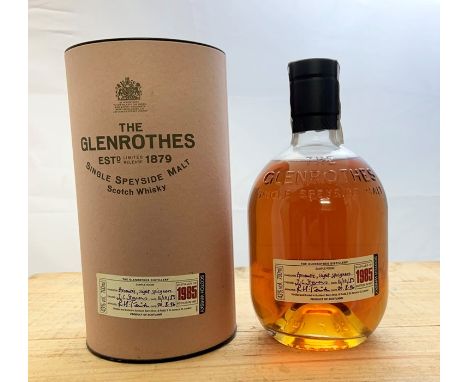 A bottle of Glenrothes Single Malt Scotch Whisky. Region: SpeysideDistillery: GlenrothesDistilled: 1985 Age: 12 yearsBottled: