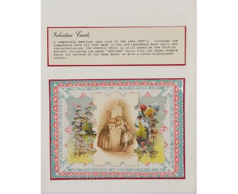 Valentine. American collection, comprising: 1) Elaborate paper lace design with central chromolithographic rose, published by