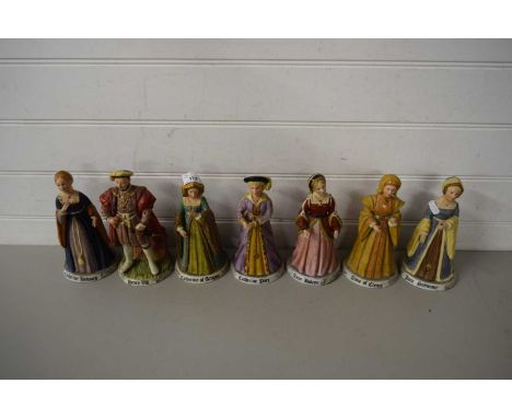 SET OF MODERN CONTINENTAL CERAMIC MODELS OF HENRY VIII AND HIS WIVES BY ALFRETTO