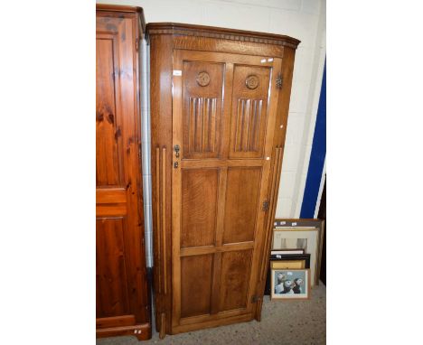 MODERN LIGHT OAK WARDROBE WITH LINENFOLD DETAIL