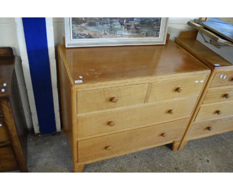 IN THE STYLE OF HEALS, A LIGHT OAK FOUR DRAWER CHEST