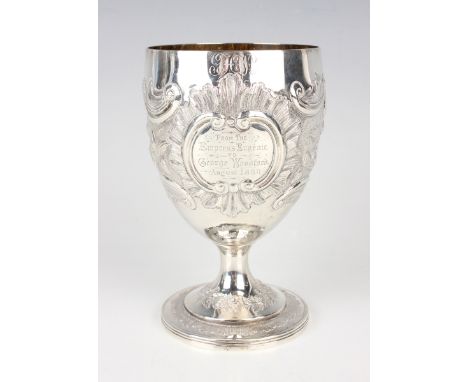 A George IV silver goblet, the ovoid bowl with engraved inscription 'From the Empress Eugenie to George Woodford August 1886'